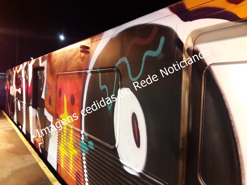 Trem vandalizado no Metrô