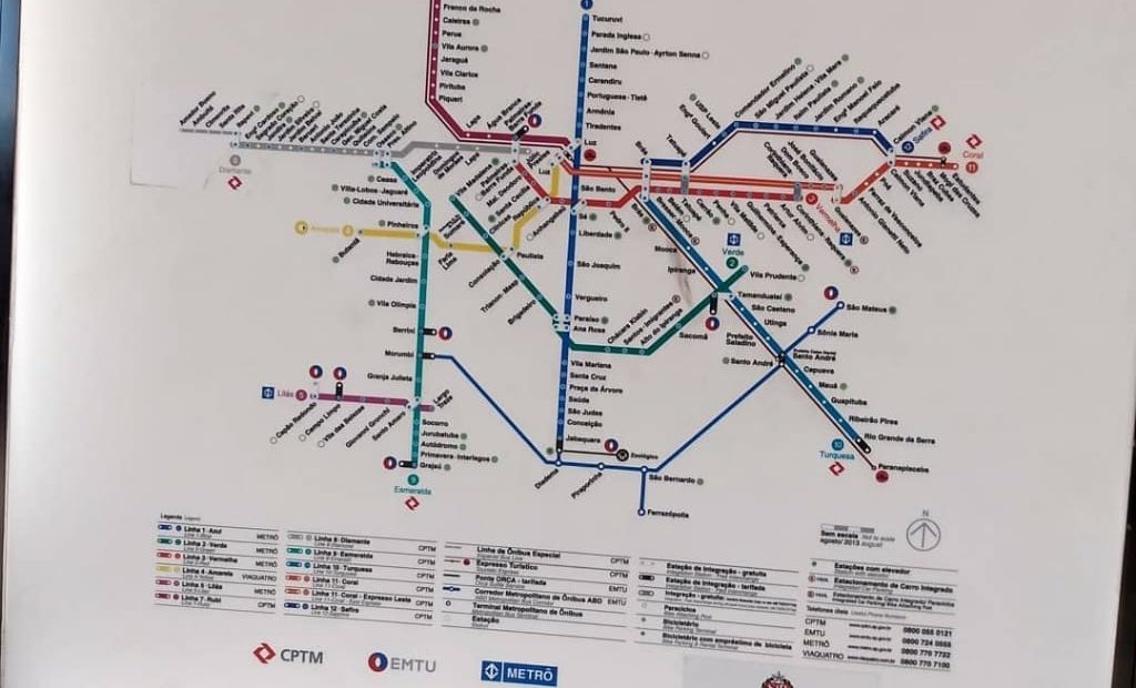 mapa do sistema metroferroviário