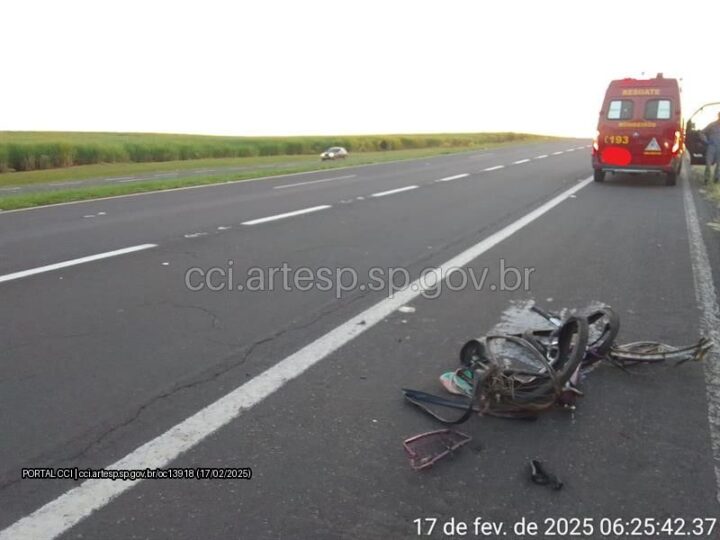 Ciclista morre atropelado na Rodovia Marechal Rondon em Guararapes